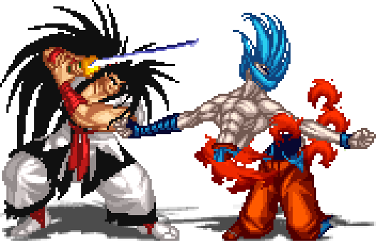 Haohmaru and Basara Kubikiri (Samurai Shodown 4: Amakusa's Revenge).